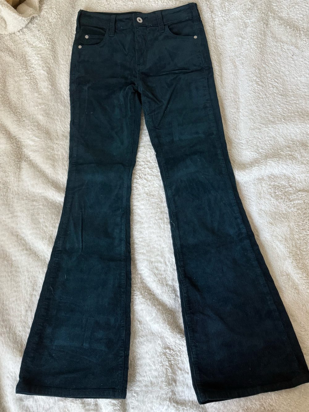 Anthropologie Blue Corduroy Flared Pants